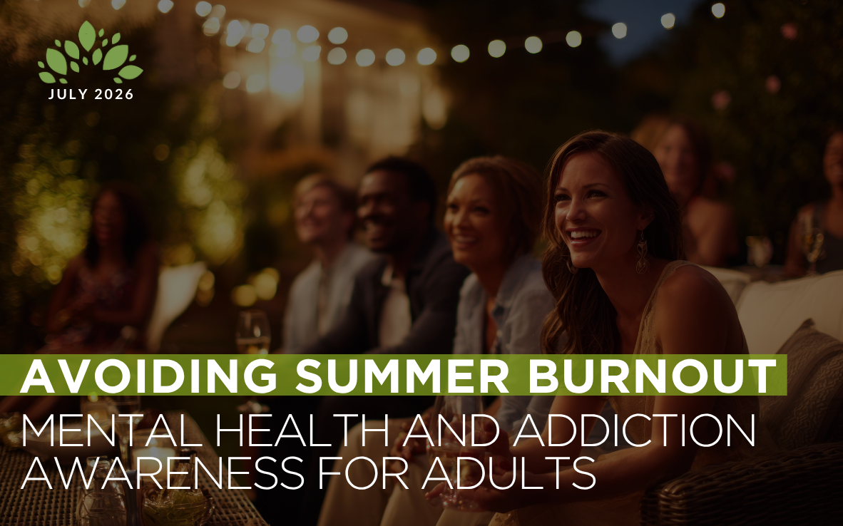Adult practicing self-care outdoors to prevent summer burnout and support mental health and addiction recovery